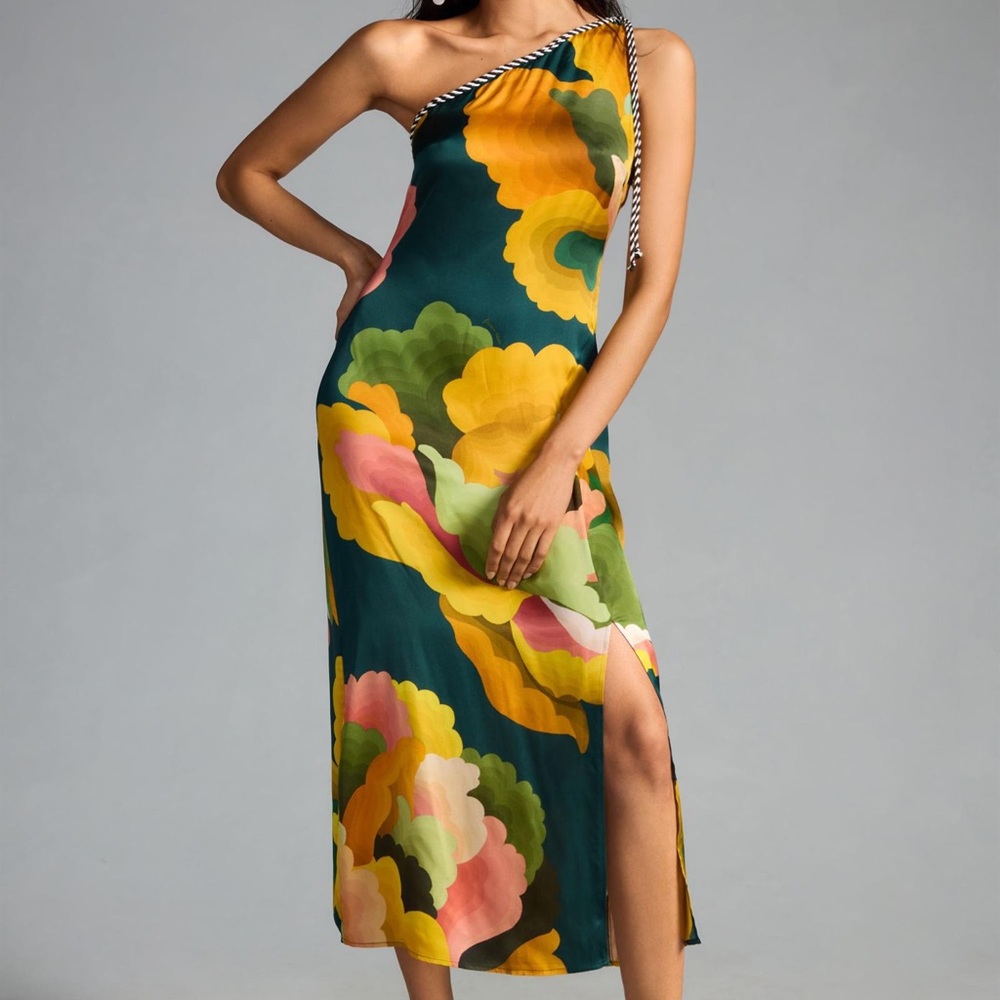 Farm Rio x Anthropologie Printed One-Shoulder Dress size Small